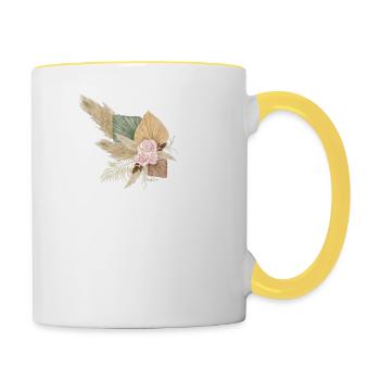 Buchstabe Q Blumen - Tasse zweifarbig - Weiß/Gelb - Rechts