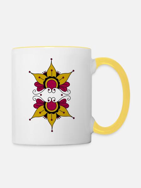Orientalisches Muster - Tasse zweifarbig - Weiß/Gelb
