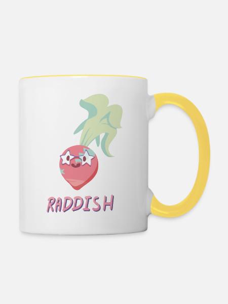 Süßer Cartoon Rettich - Tasse zweifarbig - Weiß/Gelb