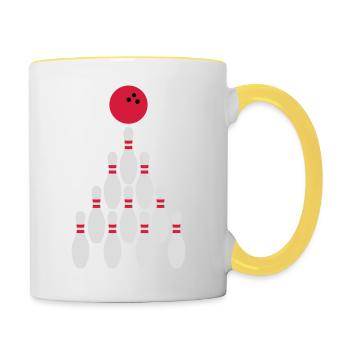 Bowling Kegeln Conception de boules - Mug contrasté - blanc/jaune - Droite