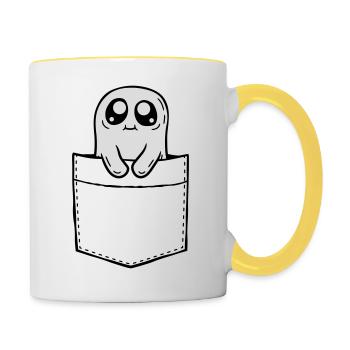 Chest pocket ghost take comic - Contrasting Mug - white/yellow - Right