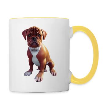 Bordeauxdogge Hund - Bordeauxdogge - Tasse zweifarbig - Weiß/Gelb - Rechts
