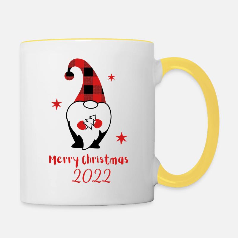 Joyeux Noël 2022 design - Mug contrasté - blanc/jaune