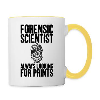 Toujours à l’affût de l’impression médico-légale - Mug contrasté - blanc/jaune - Droite