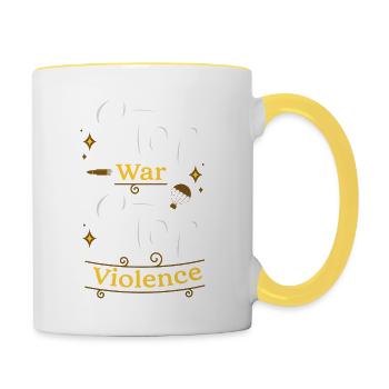 Arrêtez la guerre Arrêtez la violence - Mug contrasté - blanc/jaune - Droite