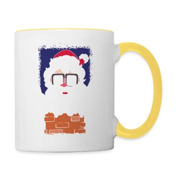 Weihnachtsmann den Schornstein hinunter - Tasse zweifarbig - Weiß/Gelb - Rechts