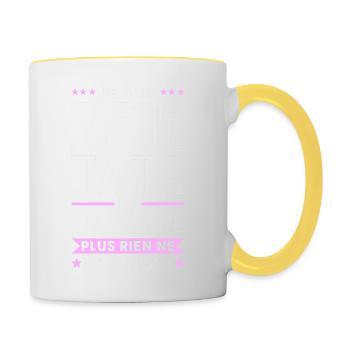 Je suis Sœur Tata & Marraine Rien Ne Me Fait pleur - Mug contrasté - blanc/jaune - Droite