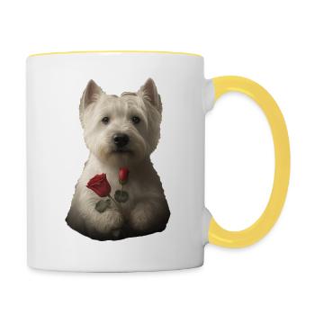Westie Valentine's Day - Contrasting Mug - white/yellow - Right