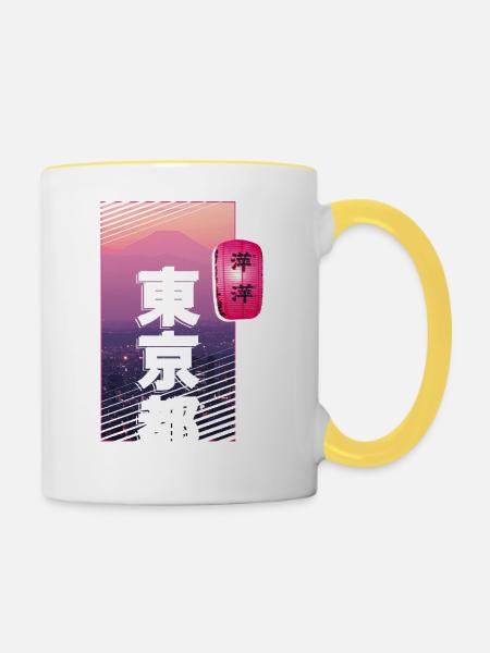 TOKIO, JAPAN - Tasse zweifarbig - Weiß/Gelb