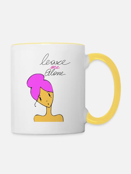 Lass mich in Ruhe rosa - Tasse zweifarbig - Weiß/Gelb