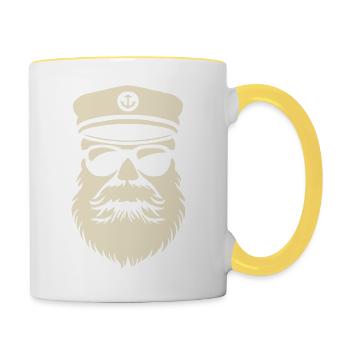 Carnaval - Gras - Carnaval - Capitaine - Costume - Mug contrasté - blanc/jaune - Droite
