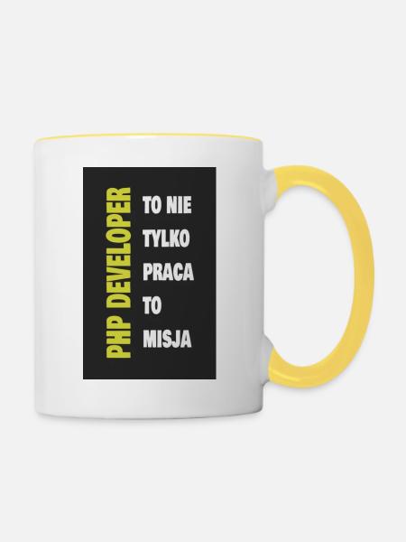 PHP Entwickler - Tasse zweifarbig - Weiß/Gelb