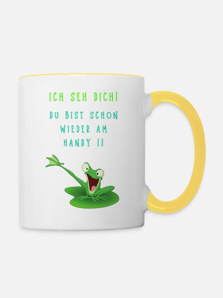 Lustiger Frosch - Tasse zweifarbig - Weiß/Gelb