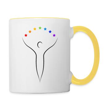 Être de lumière, dessin animiste essenien, noir - Mug contrasté - blanc/jaune - Droite