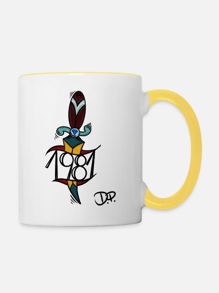 Dolch 🗡 - Tasse zweifarbig - Weiß/Gelb