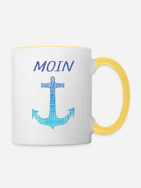 Moin - Tasse zweifarbig - Weiß/Gelb