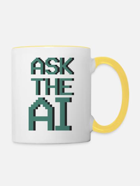 Fragen Sie die KI - Tasse zweifarbig - Weiß/Gelb
