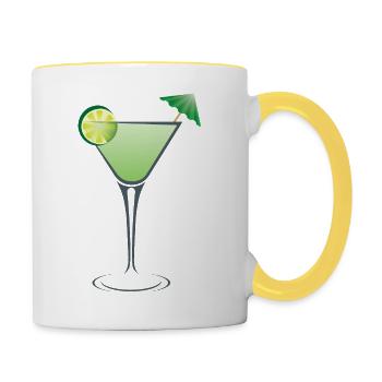 Cocktail avec parapluie. Douces soirées d’été avec plaisir - Mug contrasté - blanc/jaune - Droite