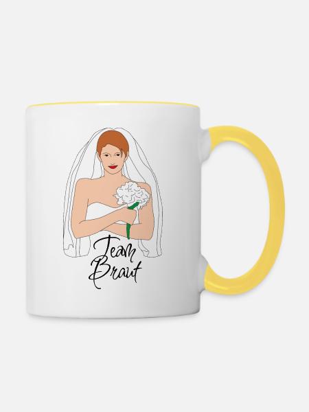 team braut braun 2 - Tasse zweifarbig - Weiß/Gelb