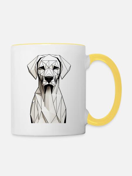 Hund - Tasse zweifarbig - Weiß/Gelb