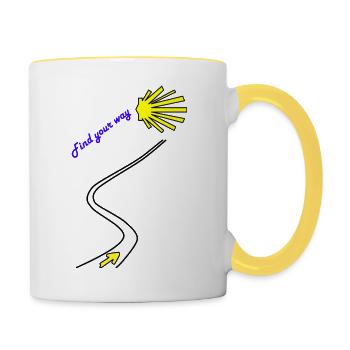 Pèlerinage du Camino de Santiago - Mug contrasté - blanc/jaune - Droite