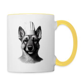 Berger Allemand Restaurateur Chien Propriétaire Cuisine - Mug contrasté - blanc/jaune - Droite