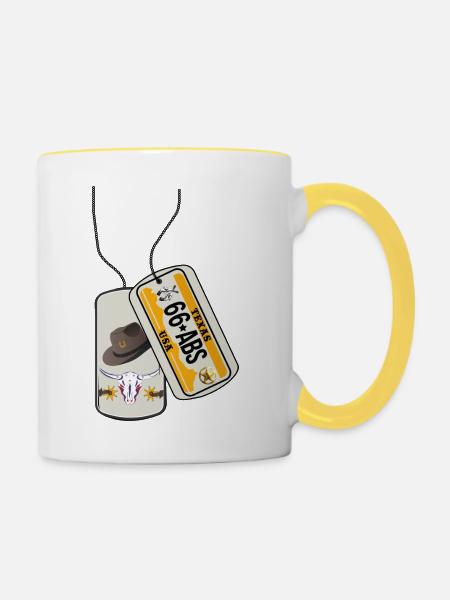 Erkennungsmarke TEXAS - Tasse zweifarbig - Weiß/Gelb