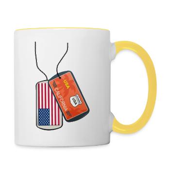 Plaque d’identité California Flag USA - Mug contrasté - blanc/jaune - Droite
