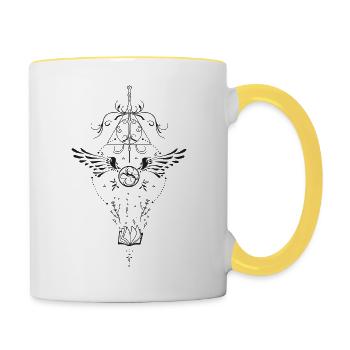 Les Reliques de la Mort réunis en un seul symbole - Mug contrasté - blanc/jaune - Droite