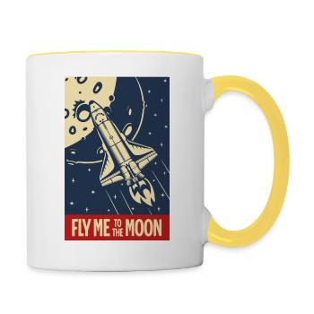 Envolez-moi vers la Lune - Mug contrasté - blanc/jaune - Droite