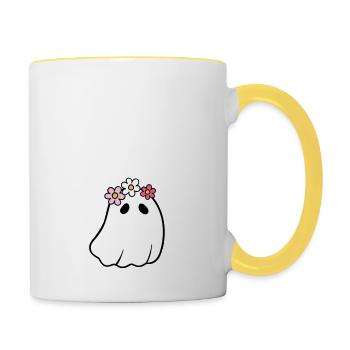 Halloween Ghost Kawaii "you are bootiful" white - Contrasting Mug - white/yellow - Right
