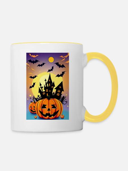 Halloween 2023 - Tasse zweifarbig - Weiß/Gelb