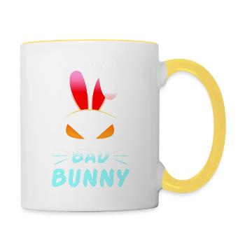 i am bad bunny anime cartoon funny gamer geek cute - Contrasting Mug - white/yellow - Right