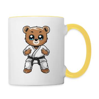 Ours en peluche autodéfense - Mug contrasté - blanc/jaune - Droite