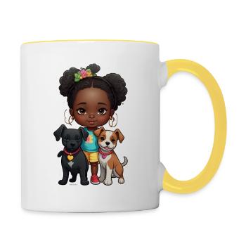 Cadeau pour les amoureux des chiens - Mug contrasté - blanc/jaune - Droite