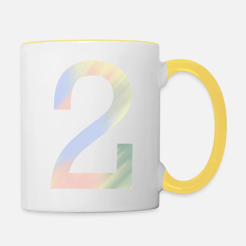 2 dans des couleurs pastel - Mug contrasté - blanc/jaune