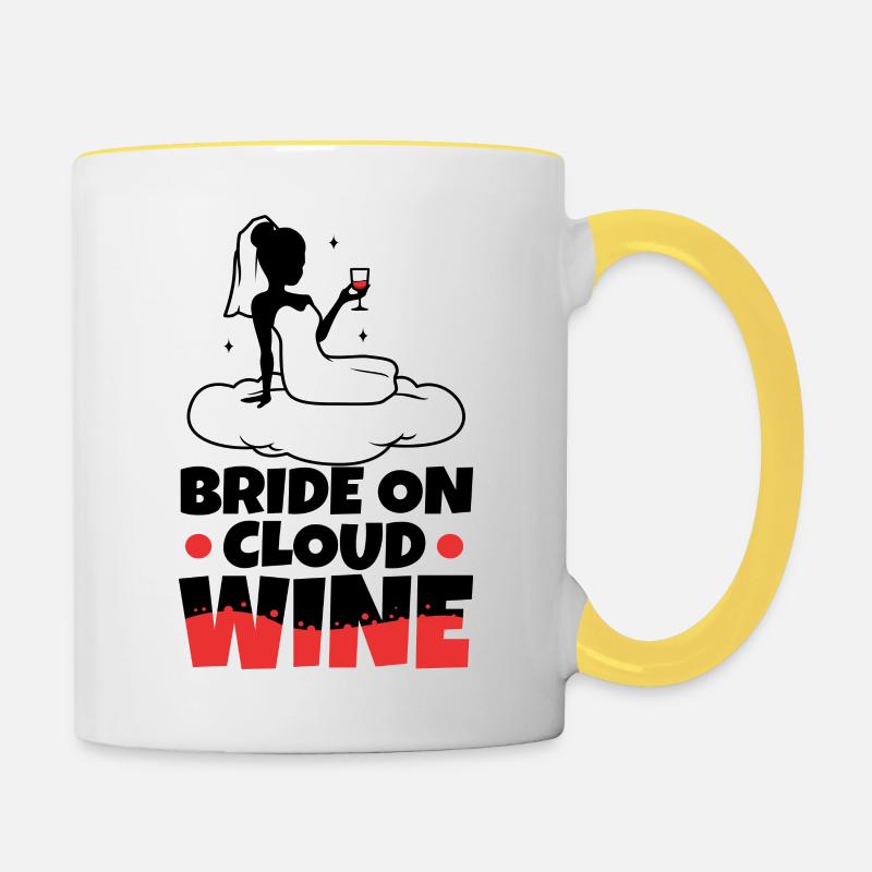 Bride on cloud wine - Contrasting Mug - white/yellow