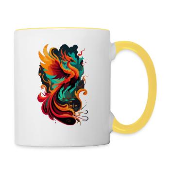 Phoenix from the Ashes – Firebird of Rebirth - Contrasting Mug - white/yellow - Right