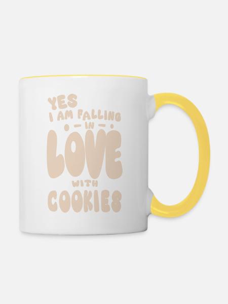 Ich liebe Kekse verrückt auf Schokoladenkekse - Tasse zweifarbig - Weiß/Gelb