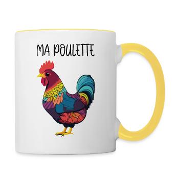 Ma poulette - Poule - Nature - Mug contrasté - blanc/jaune - Droite