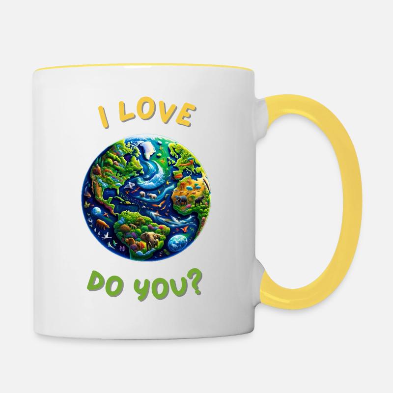 I Love Planet Earth. Do you? - Contrasting Mug - white/yellow