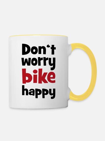 Motorrad - Tasse zweifarbig - Weiß/Gelb