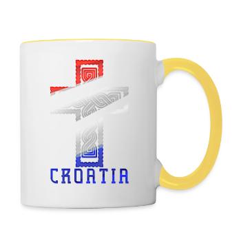 Croatie Croix drapeau patriotisme Vintage Gloire cheveux - Mug contrasté - blanc/jaune - Droite