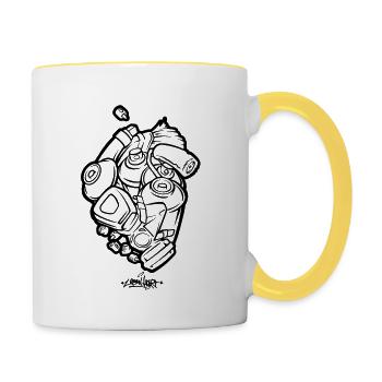 URBAN HEART Graffiti Shirt - Tasse zweifarbig - Weiß/Gelb - Rechts