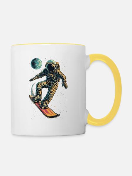 Zero Gravity Snowboarden - Tasse zweifarbig - Weiß/Gelb