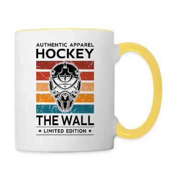 Hockey the Wall - Tasse zweifarbig - Weiß/Gelb - Rechts