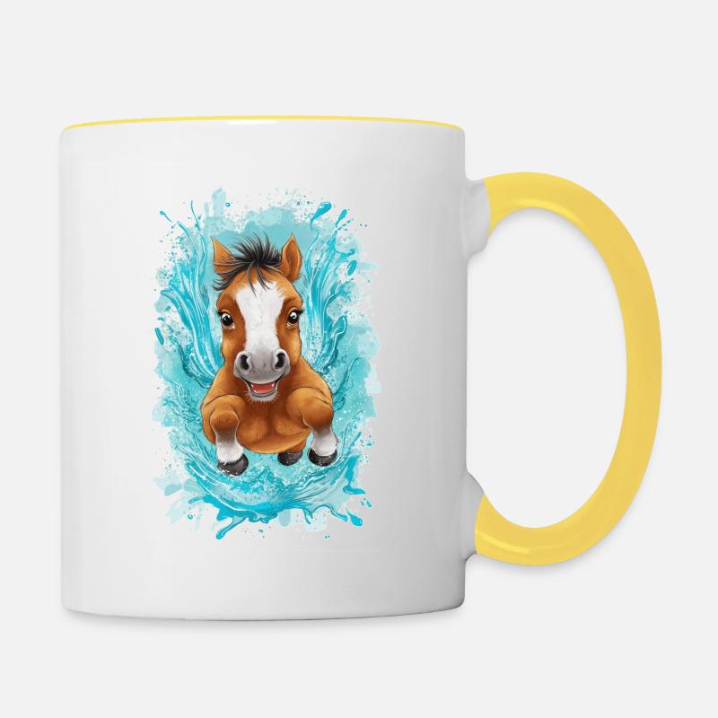 Petit cheval flottant - Mug contrasté - blanc/jaune