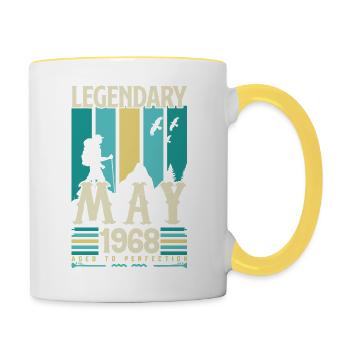 Mai 1968 Jubiläumsgeschenk, Jahrgang Mai 1968. - Tasse zweifarbig - Weiß/Gelb - Rechts