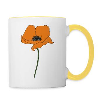 mohnblume orange - Tasse zweifarbig - Weiß/Gelb - Rechts