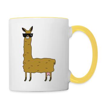 Llama with extras - Contrasting Mug - white/yellow - Right
